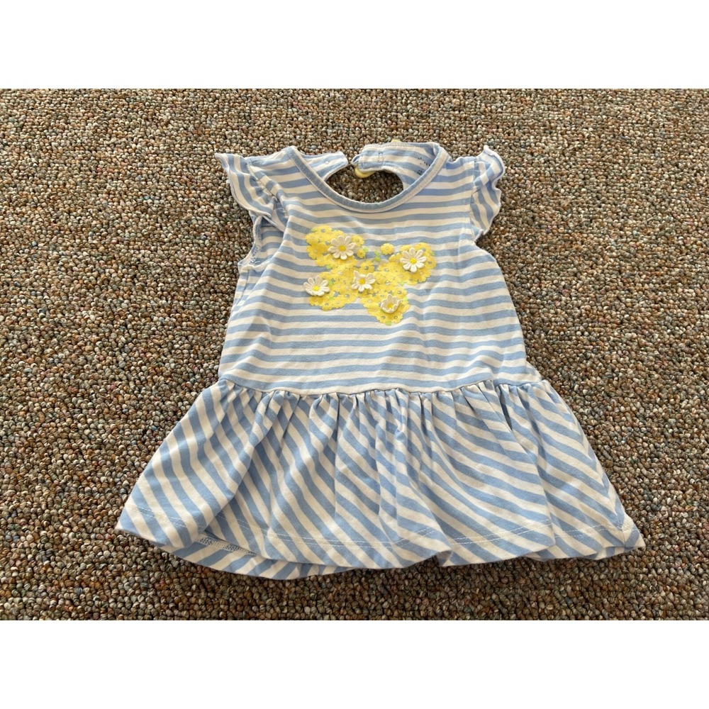 Little Me Girls Blue Striped Butterfly Top 18M